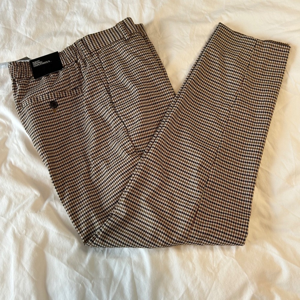 H M Slim Fit Houndstooth Print Elastic Waist Pants Women Size S - Picture 9 of 9